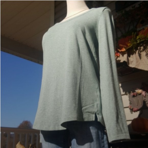 CYNTHIA ROWLEY ♡ Gorgeous Minty Green|Blueish Extremely SOFT Long Sleeve Top L - Picture 13 of 15